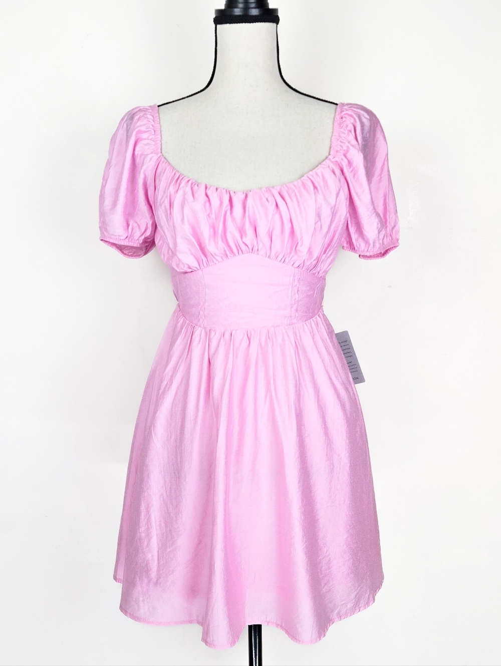 🦋LAST🦋 NWT Blu Pepper Puff Sleeve Back Tie Mini Dress, Pink, Size Small